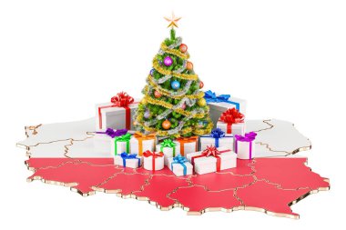 Noel ve yeni yıl tatilleri Polonya kavram. 3D render