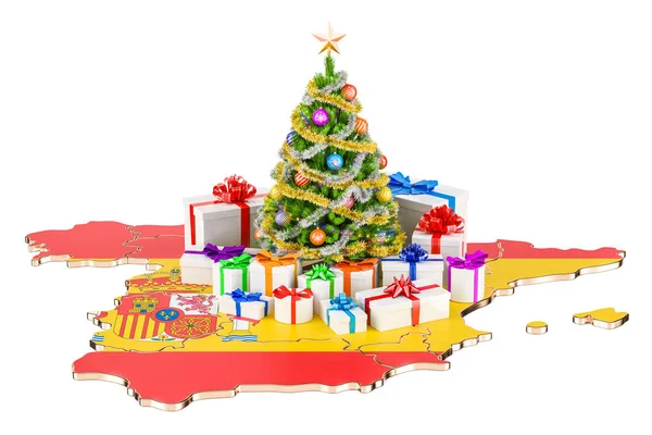 Jul och nyår semester i Spanien-konceptet. 3D-rendering — Stockfoto