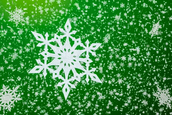 Verde Natale sfondo fiocco di neve, rendering 3D — Foto Stock