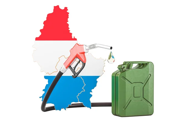 Producción y comercio de gasolina en Luxemburgo, concepto. Renderizado 3D — Foto de Stock