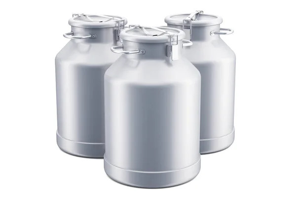 Set of milk cans, 3D rendering — Stock Photo, Image