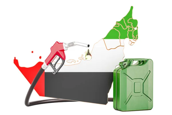 Produzione e commercio di benzina negli Emirati Arabi Uniti, concetto. Rendering 3D — Foto Stock