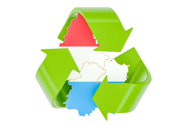 Recykling w Luksemburgu koncepcja, renderowania 3d — Zdjęcie stockowe