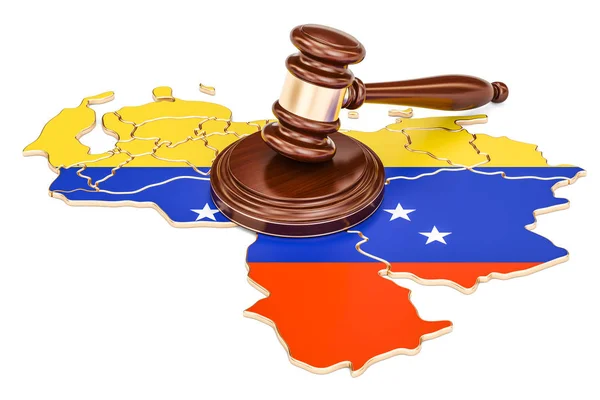 Gavel en bois sur la carte de Venezuela, rendu 3D — Photo