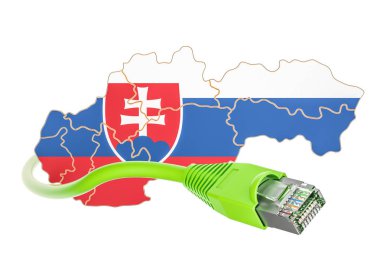 Slovakya kavramı Internet bağlantısı. 3D render