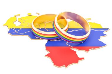 Lgbt gökkuşağı Yüzükler, 3d render ile Venezuela Haritası