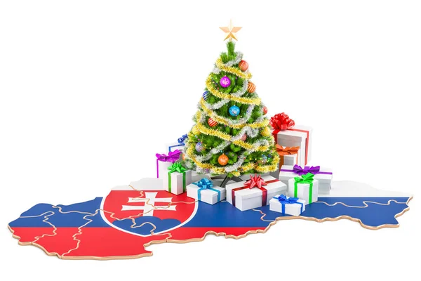Kerstmis en Nieuwjaar vakantie in Slowakije concept. 3D-renderin — Stockfoto