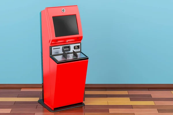 Kiosk für Finanzdienstleistungen, digitales Touchscreen-Terminal im Raum o — Stockfoto