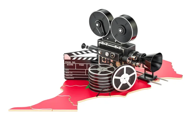 Marokański kinematografii, koncepcja przemysł filmowy. renderowania 3D — Zdjęcie stockowe