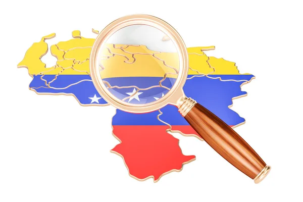 Venezuelanska under förstoringsglas, analys koncept, 3d renderin — Stockfoto