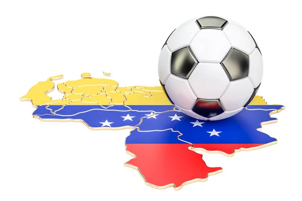 Ballon de football avec carte du Venezuela concept, rendu 3D — Photo