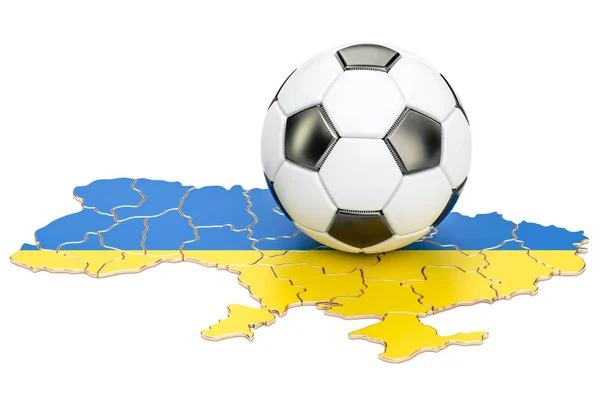 Ballon de football avec carte du concept de l'Ukraine, rendu 3D — Photo