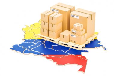 Nakliye ve teslimat Kolombiya konsepti, 3d render