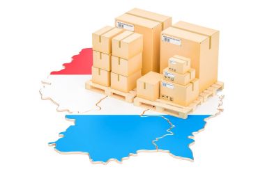 Nakliye ve teslimat Lüksemburg konsepti, 3d render