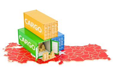 Kargo nakliye ve teslimat Türkiye konsepti, 3d render