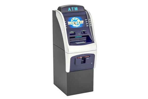 ATM, αυτόματη μηχανή χρημάτων. 3D rendering — Φωτογραφία Αρχείου