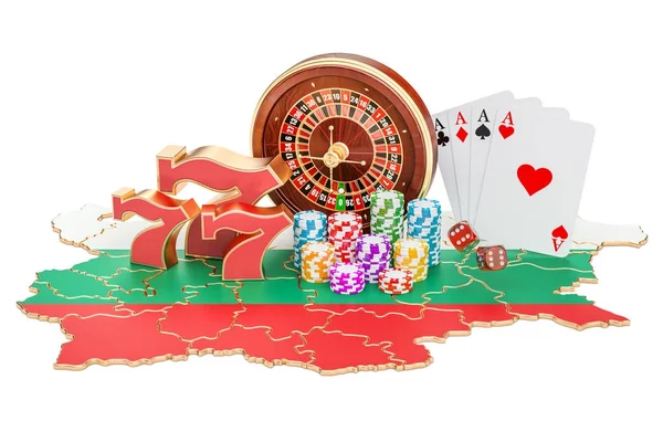 Casino e indústria de jogos de azar no conceito Bulgária, 3D renderi — Fotografia de Stock