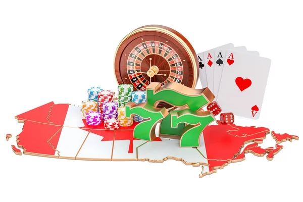 Kasina a hazardní průmysl v Kanadě konceptu, 3d vykreslování — Stock fotografie