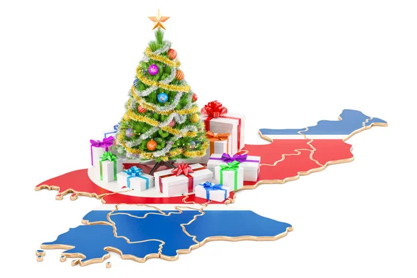 Χριστούγεννα και νέο έτος διακοπές στη Βόρεια Κορέα έννοια. 3D rende — Φωτογραφία Αρχείου
