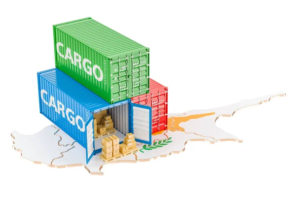 Envío de carga y entrega desde el concepto de Chipre, renderizado 3D —  Fotos de Stock