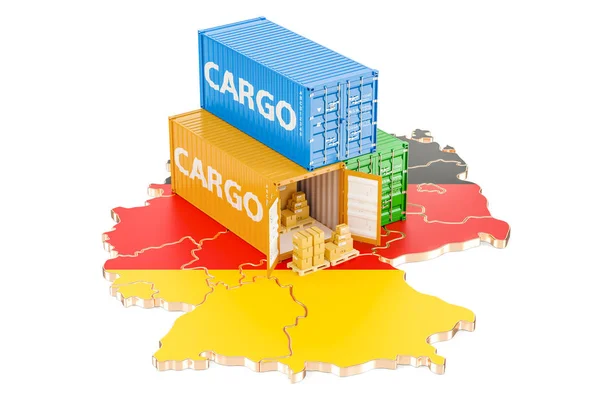Envío de carga y entrega desde el concepto de Alemania, renderizado 3D — Foto de Stock