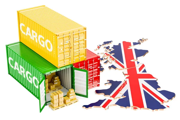 Cargo frakt och leverans från Storbritannien koncept, 3d rende — Stockfoto