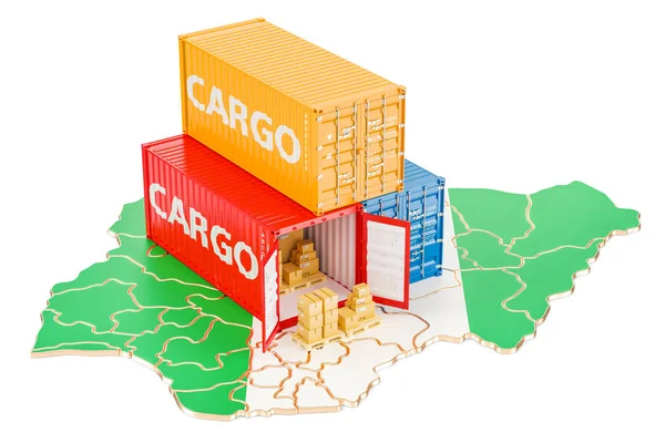 Transporte de carga e entrega do conceito Nigéria, renderização 3D — Fotografia de Stock