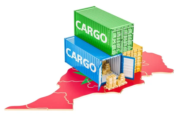 Доставка и доставка грузов из Марокко, 3D рендеринг — стоковое фото