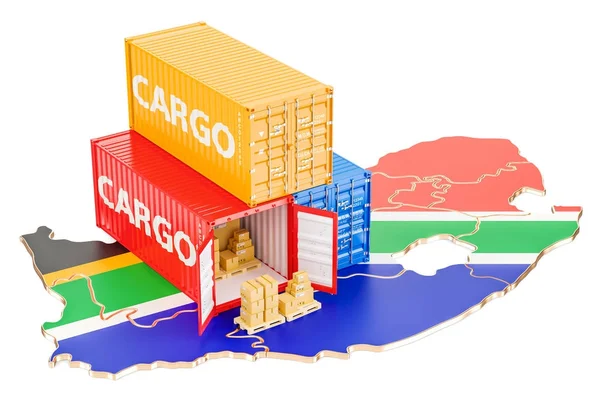 Envío de carga y entrega desde el concepto de Sudáfrica, renderizado 3D —  Fotos de Stock