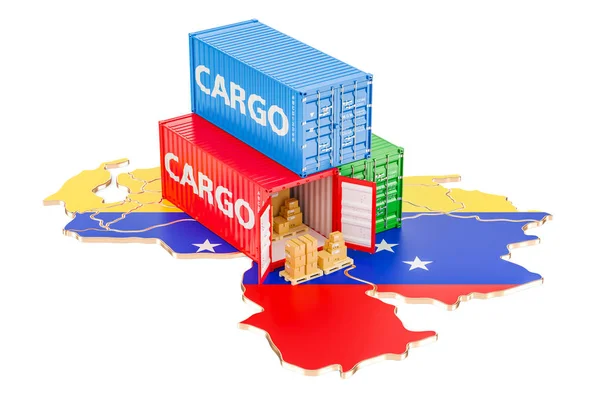 Transporte de carga e entrega do conceito Venezuela, renderização 3D — Fotografia de Stock
