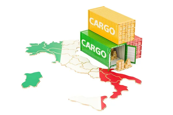 Envío de carga y entrega desde Italia concepto, renderizado 3D —  Fotos de Stock