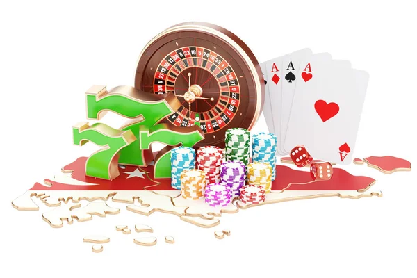 Casino y la industria del juego en Singapur concepto, representación 3D — Foto de Stock