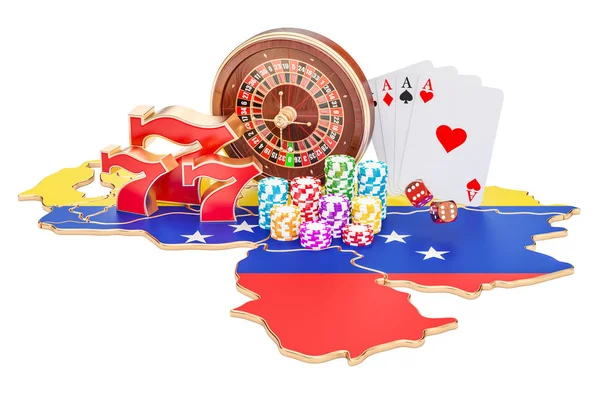 Casino y la industria del juego en Venezuela concepto, representación 3D — Foto de Stock