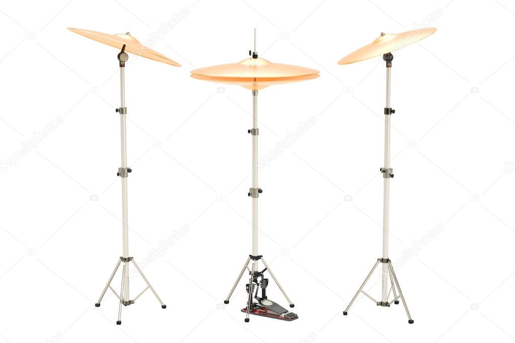 Set of cymbals, 3D rendering