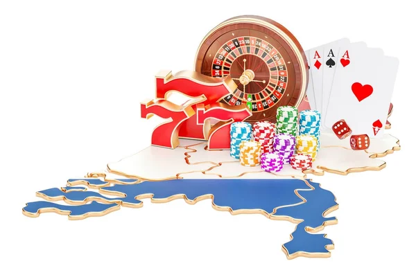 Казино й азартні ігри галузі в Нідерландах концепції, 3d-б — стокове фото