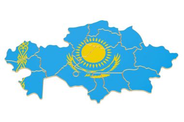 Kazakistan, 3d render Haritası
