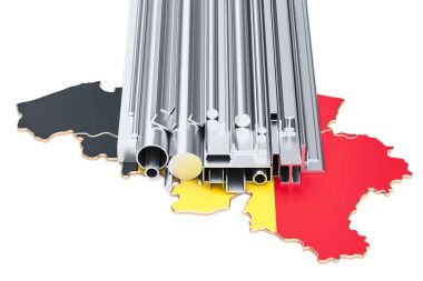 Belçika, metal ürünlerin ticaret kavramı. 3D render