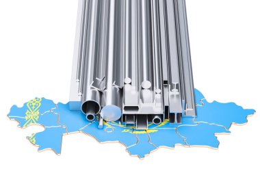 Kazakistan, metal ürünleri ticaret kavramı. 3D render