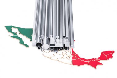 Meksika, metal ürünlerin ticaret kavramı. 3D render