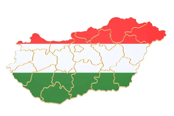 Mapa da Hungria, renderização 3D — Fotografia de Stock