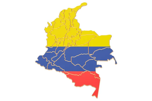 哥伦比亚地图, 3d 渲染 — 图库照片
