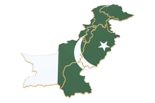 Kaart van Pakistan, 3D-rendering — Stockfoto