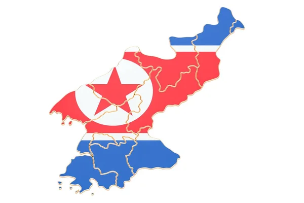 Mappa della Corea del Nord, rendering 3D — Foto Stock