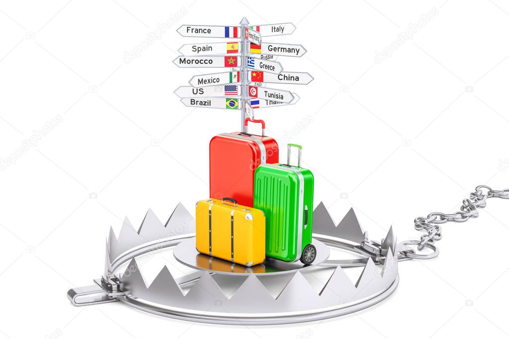 Fraud in travel concept, 3D rendering