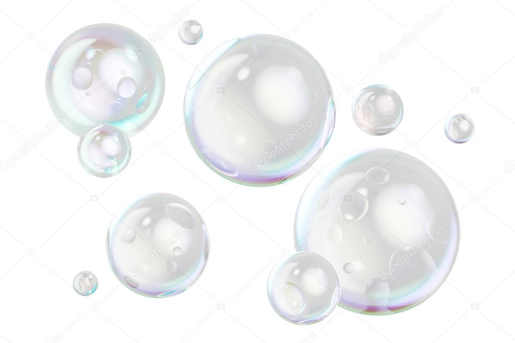 Soap bubbles, 3D rendering