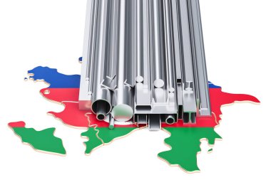 Azerbaycan, metal ürünlerin ticaret kavramı. 3D render