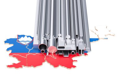 Slovenya, metal ürünlerin ticaret kavramı. 3D render