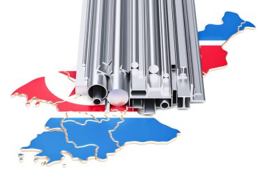 Kuzey Kore, metal ürünlerin ticaret kavramı. 3D render