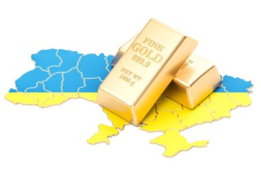 Ukrayna kavramı, 3d render altın rezervleri