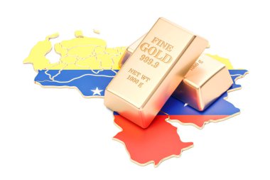 Venezuela kavramı, 3d render altın rezervleri